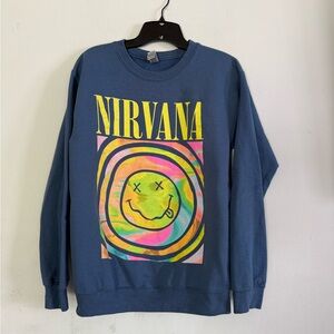 Gildan Womens Nirvana Colorful Blue Crewneck Sweater, Heavy Blend, Size Small